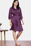 Zivame Paradise Garden Woven Robe - Dark Purple — thumbnail 2